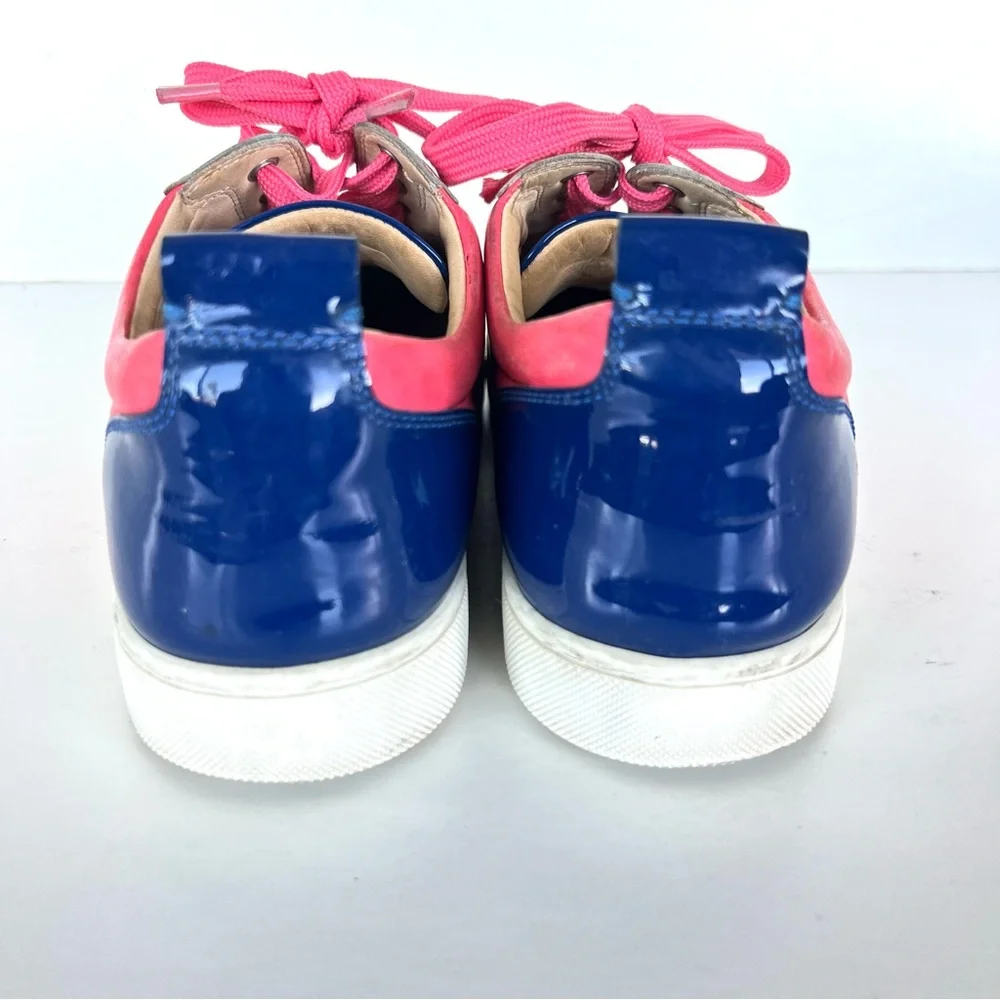 CHRISTIAN LOUBOUTIN Louis Junior Multicolor Leather Suede Lace up Sneakers Sz 42